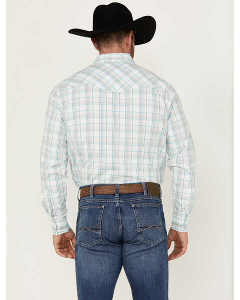 Image #4 - Wrangler 20X Men's Advanced Comfort Plaid Print Long Sleeve Snap Stretch Western Shirt , White, hi-res