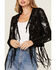 Image #3 - Vocal Women's Suede Tassel Jacket, Black, hi-res