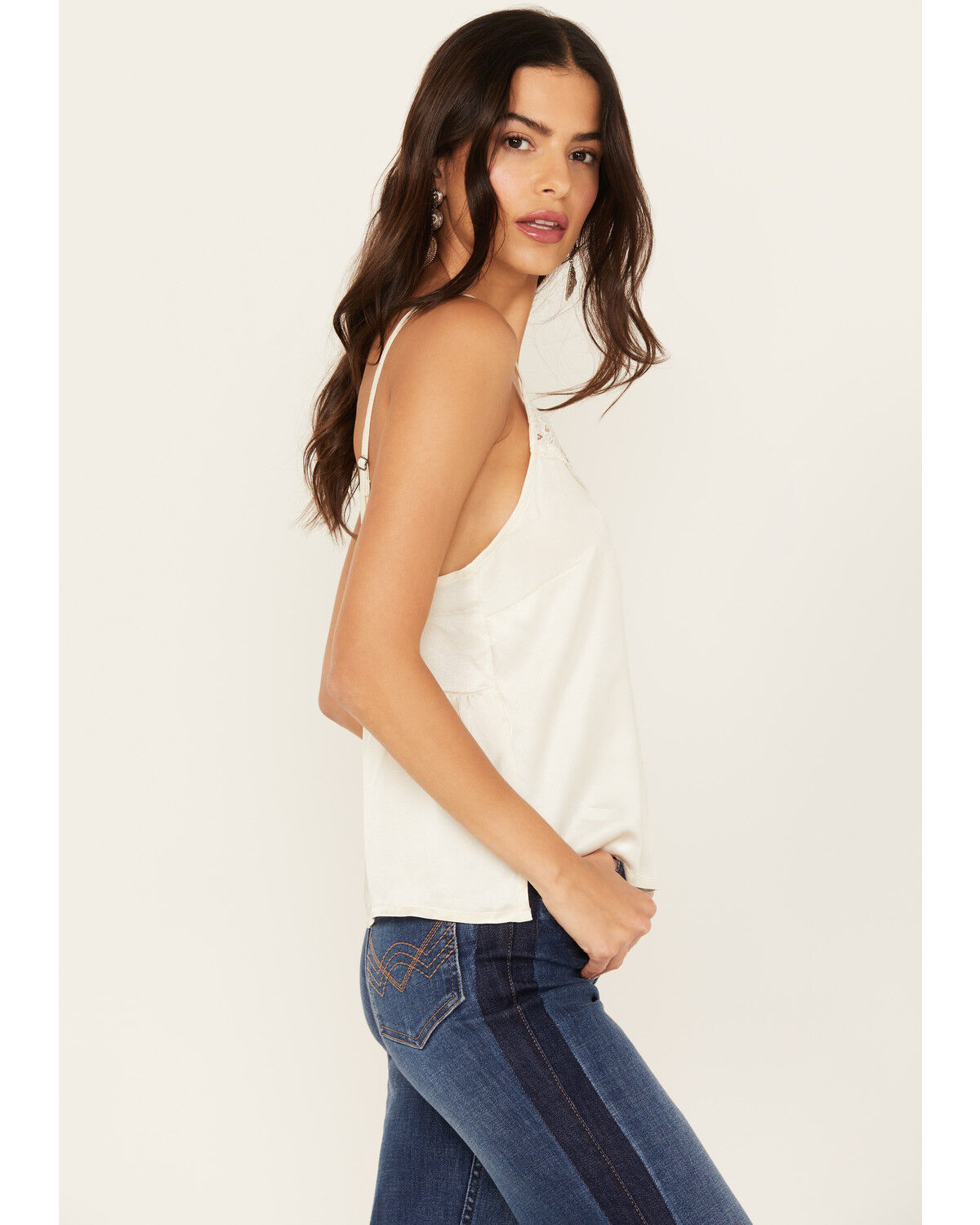 Image #2 - Shyanne Women's Lace Satin Cami, Cream, hi-res
