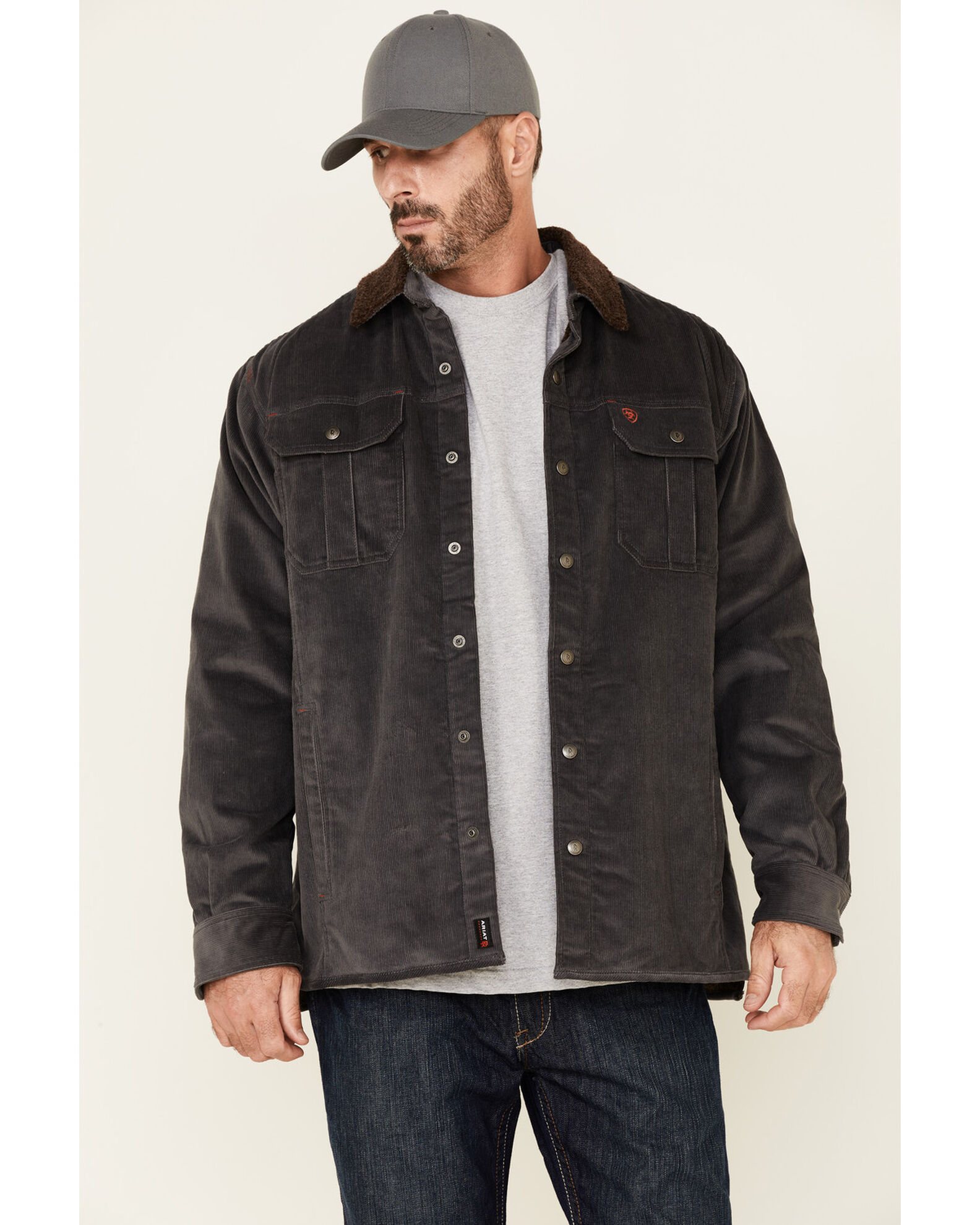 Ariat Men's FR Durastrech Sherpa-Lined Corduroy Work Shirt Jacket