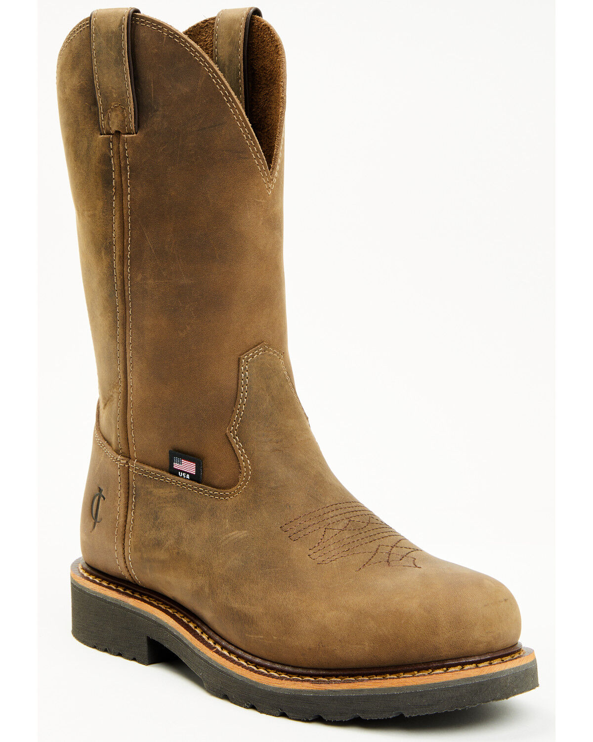 Image #1 - Cody James Men's USA Pull-On Work Boots - Composite Toe, Brown, hi-res