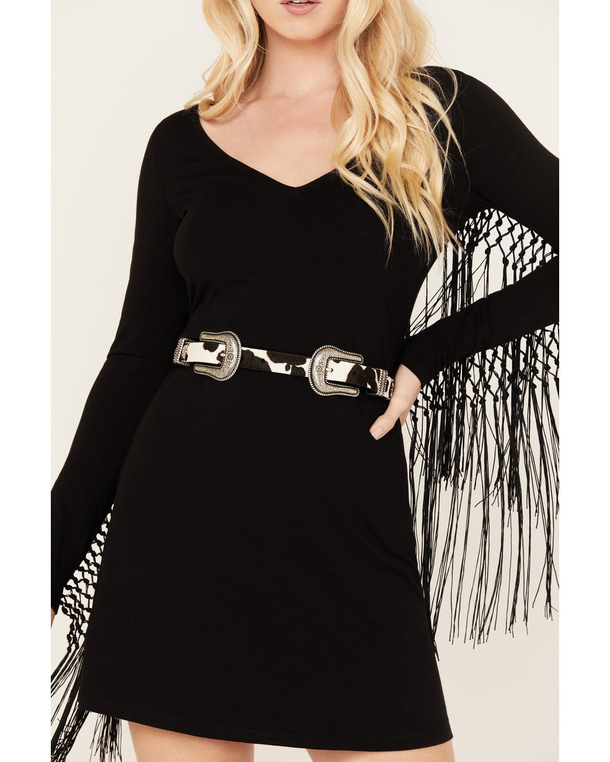 Idyllwind Women's Double Down Western Double Buckle Belt, Black, hi-res