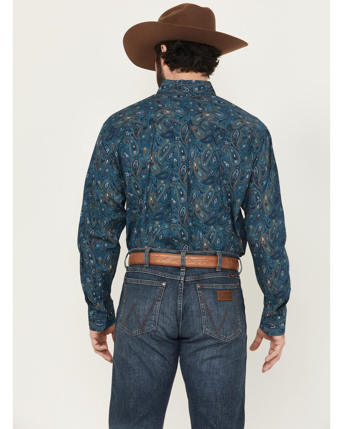 Image #4 - Cinch Men's Paisley Print Long Sleeve Button-Down Western Shirt, Blue, hi-res