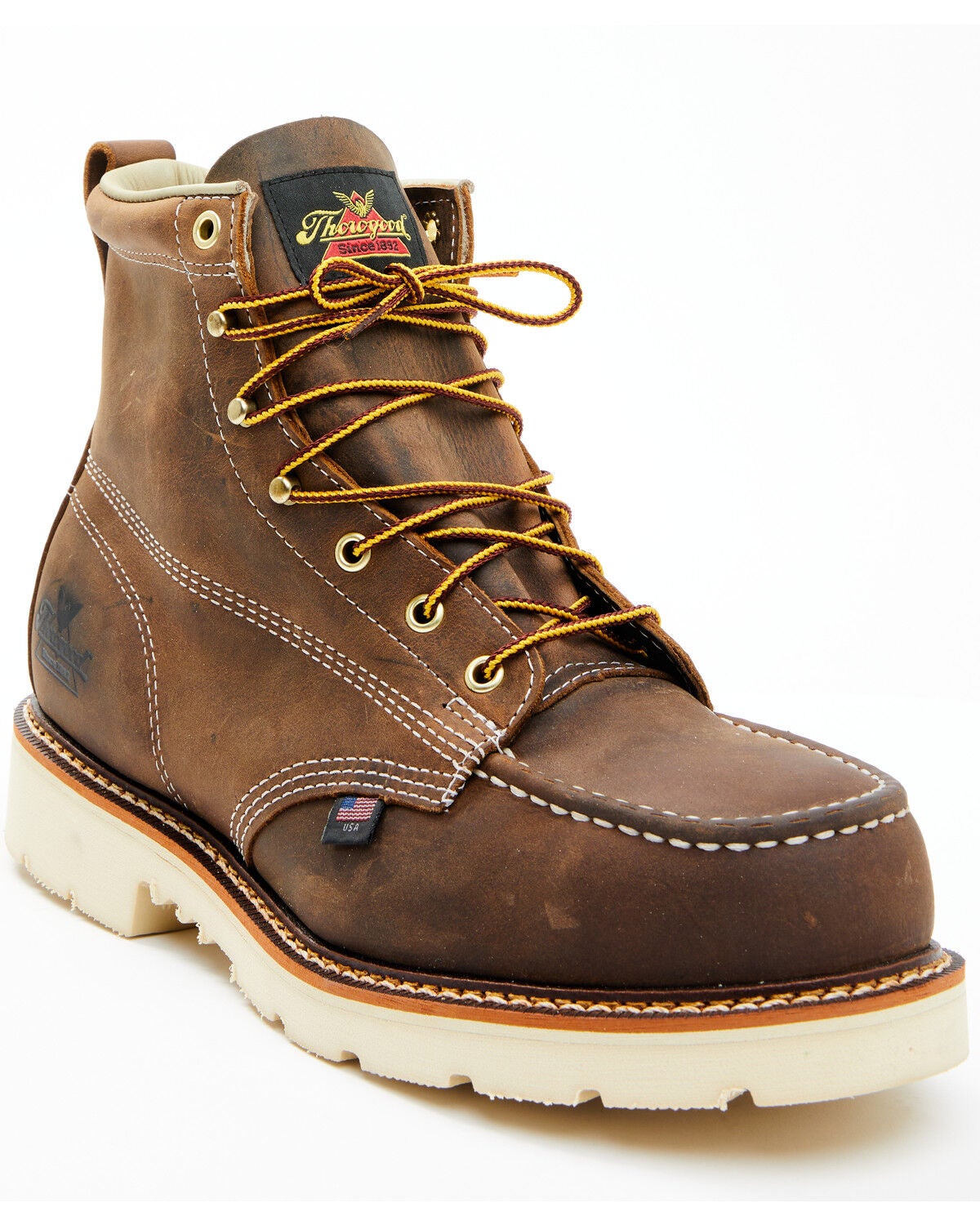 Thorogood Men's 6" American Heritage Classics USA Work Boots - Steel Toe, Brown, hi-res