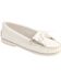 Women's Minnetonka Kilty Whipstitched Moccasins, White, hi-res