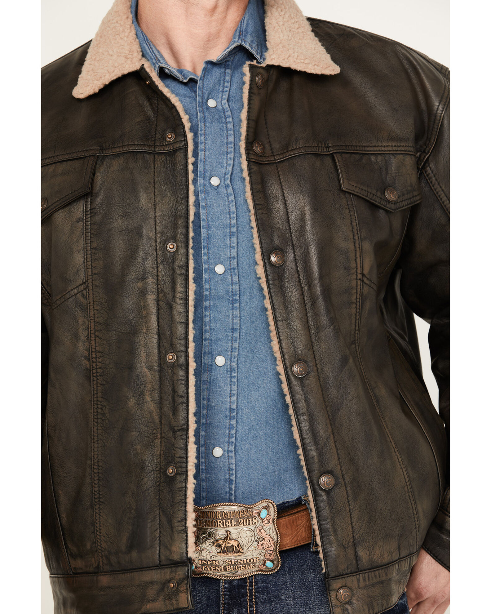 Cripple Creek Men s Sherpa Lined Leather Jacket Country Outfitter