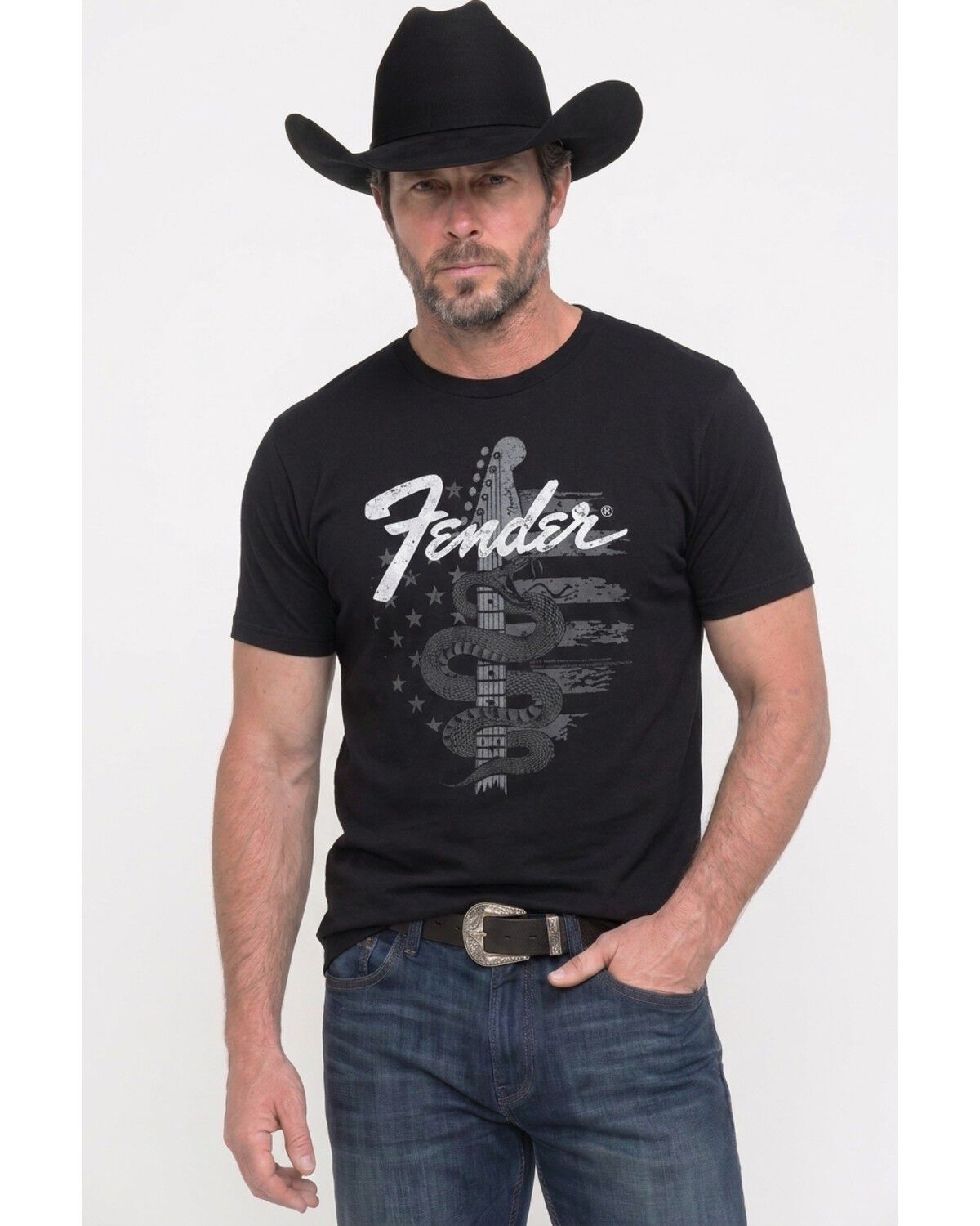Image #1 - Fender Men's Snake Rock Short Sleeve Graphic T-Shirt, Black, hi-res