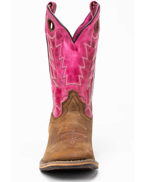 Image #4 - Shyanne Little Girls' Top Western Boots - Square Toe, Brown/pink, hi-res