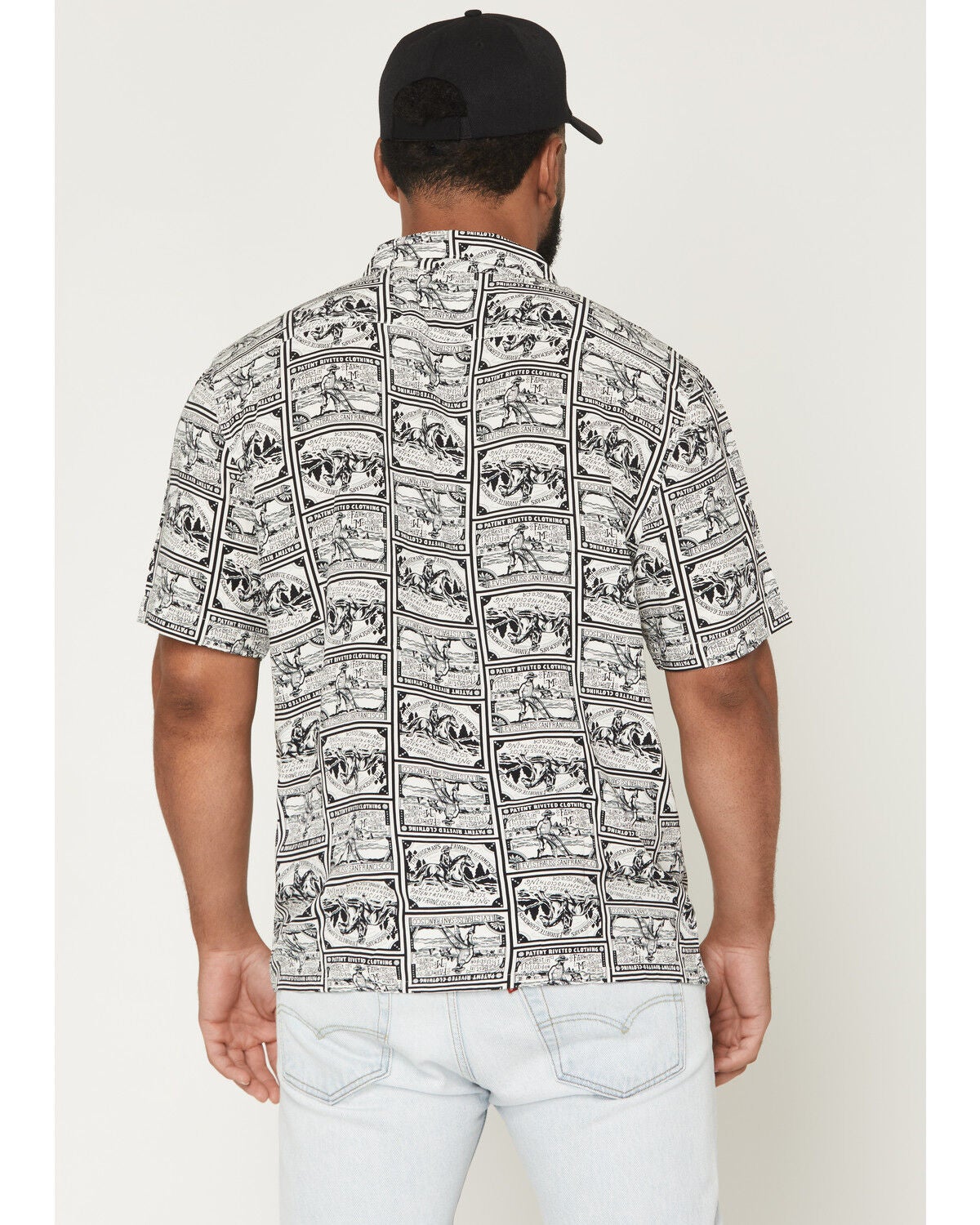 Image #4 - Levi's Men's Camper Miner Niner Heritage Short Sleeve Button-Down Western Shirt, Black, hi-res