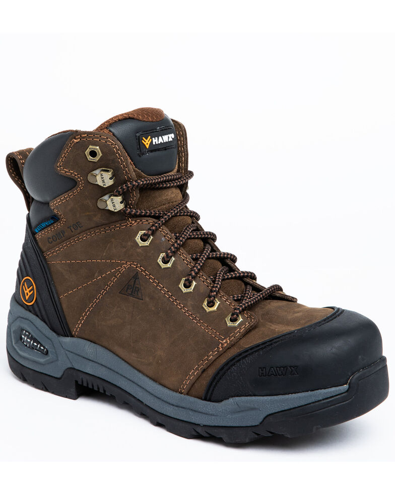 Hawx Men's Lace To Toe Waterproof Work Boots - Composite Toe, Dark Brown, hi-res