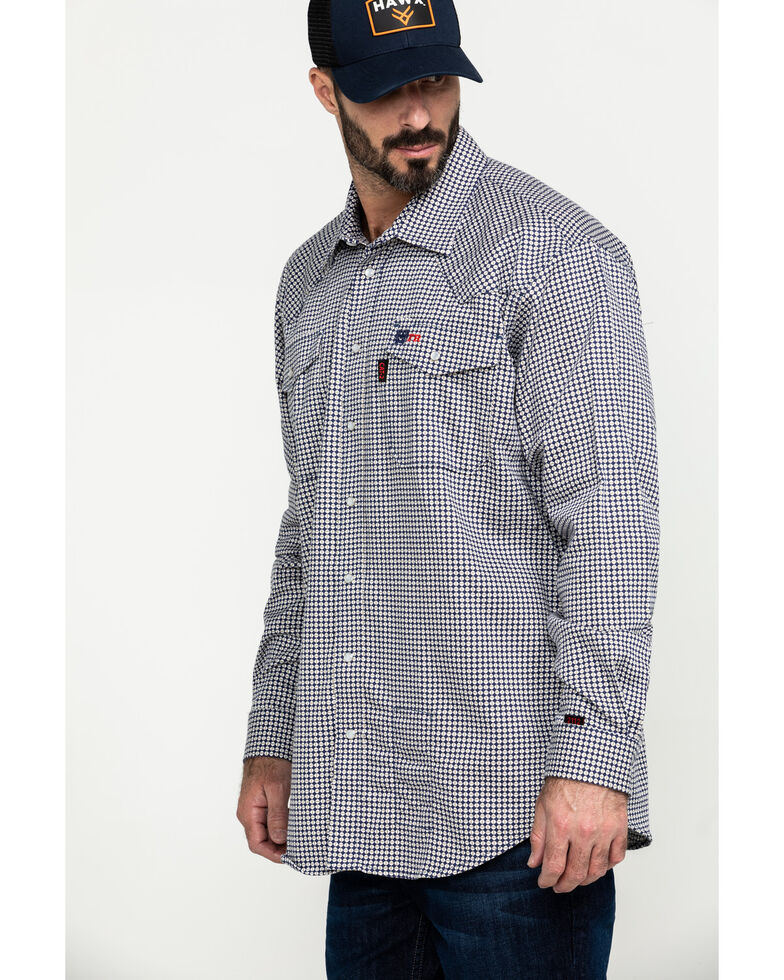 Cinch Men's FR Lightweight Check Print Long Sleeve Work Shirt , Black, hi-res