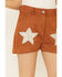 Saints & Hearts Women's Tan Faux Suede Star Shorts , Tan, hi-res