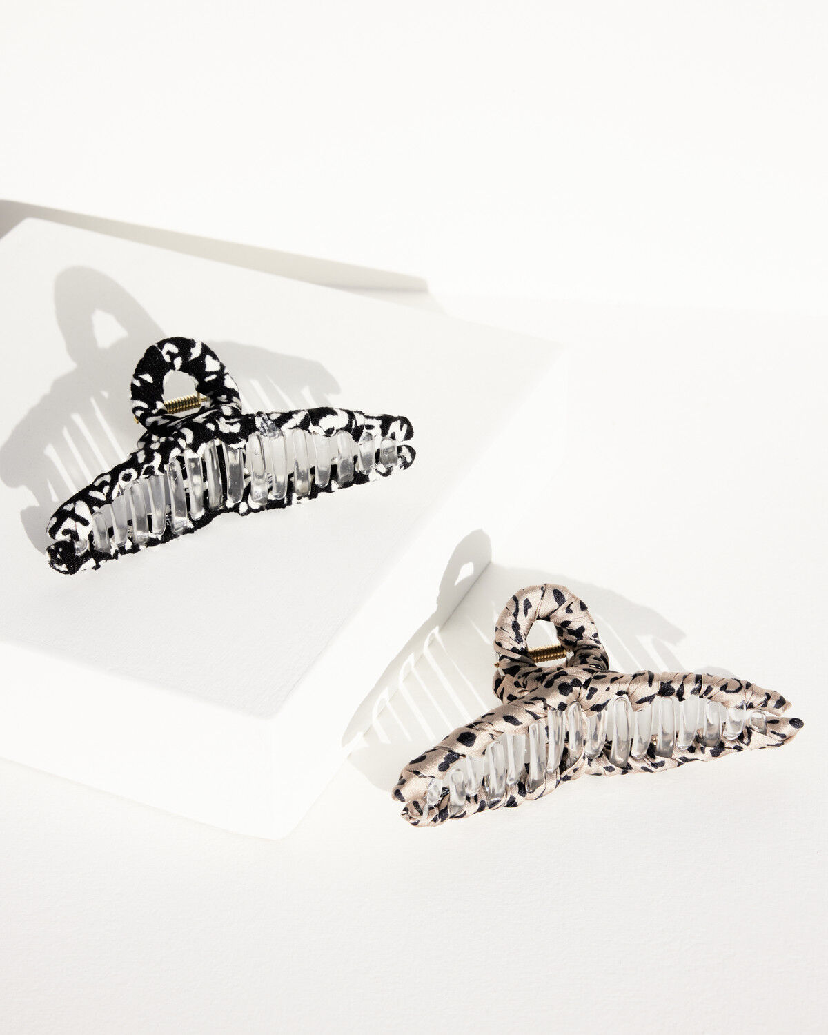 Image #3 - Shyanne Women's Animal Print Fabric Claw Clip Set - 2 Piece, Black, hi-res