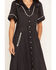 Image #3 - Sendero Provisions Women's La Dahlia Short Sleeve Snap Midi Dress, Black, hi-res