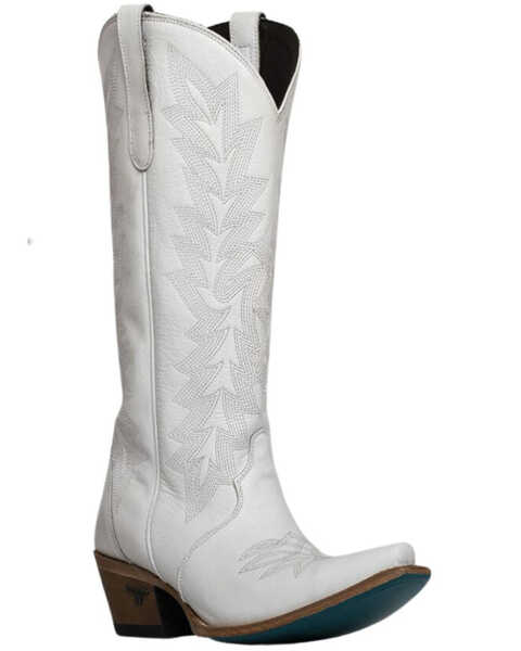 Lane Women's Off The Record Patent Leather Tall Western Boots - Snip Toe, White, hi-res