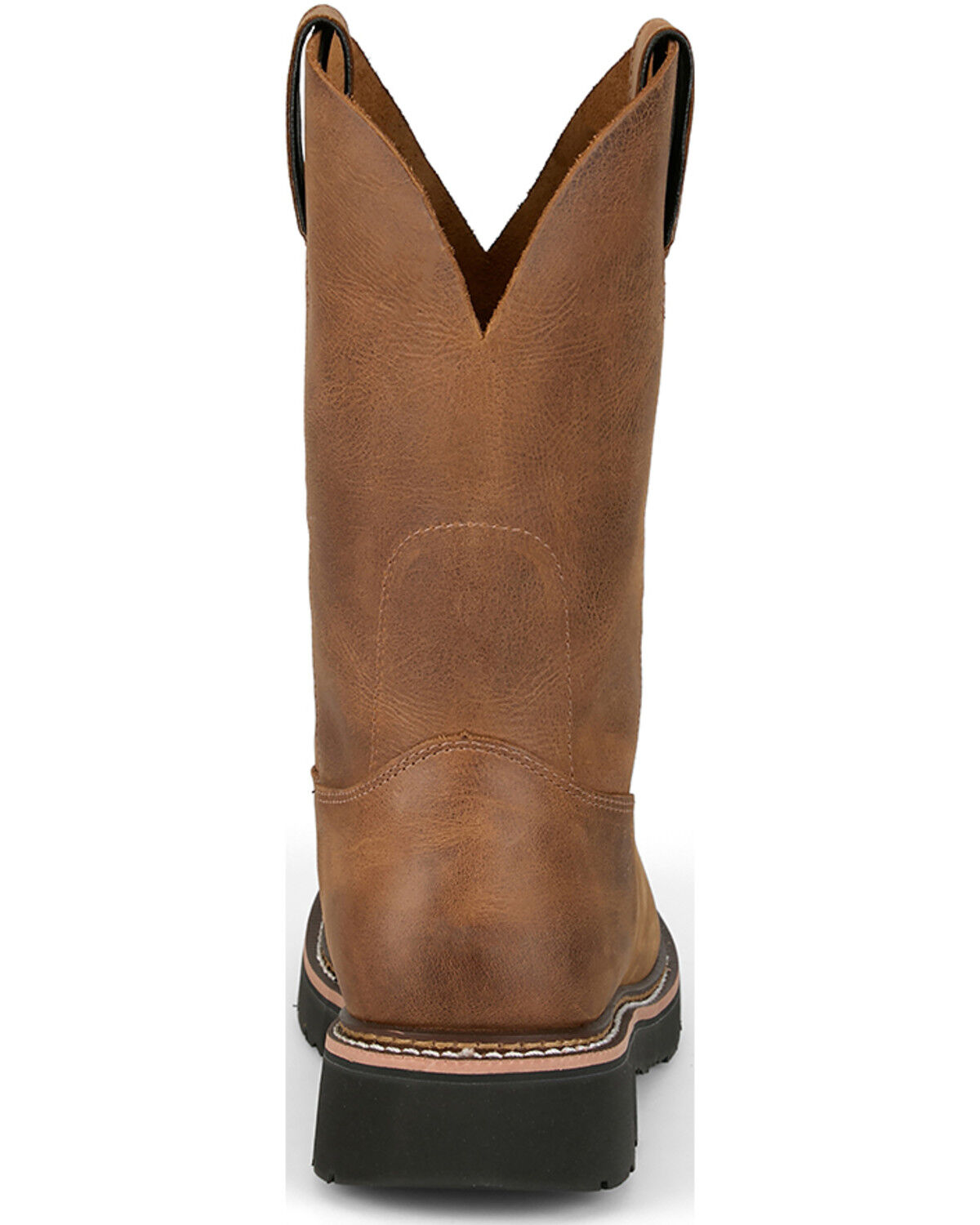 Image #5 - Justin Men's 8" Ames Pull-On Work Boots - Steel Toe, Medium Brown, hi-res