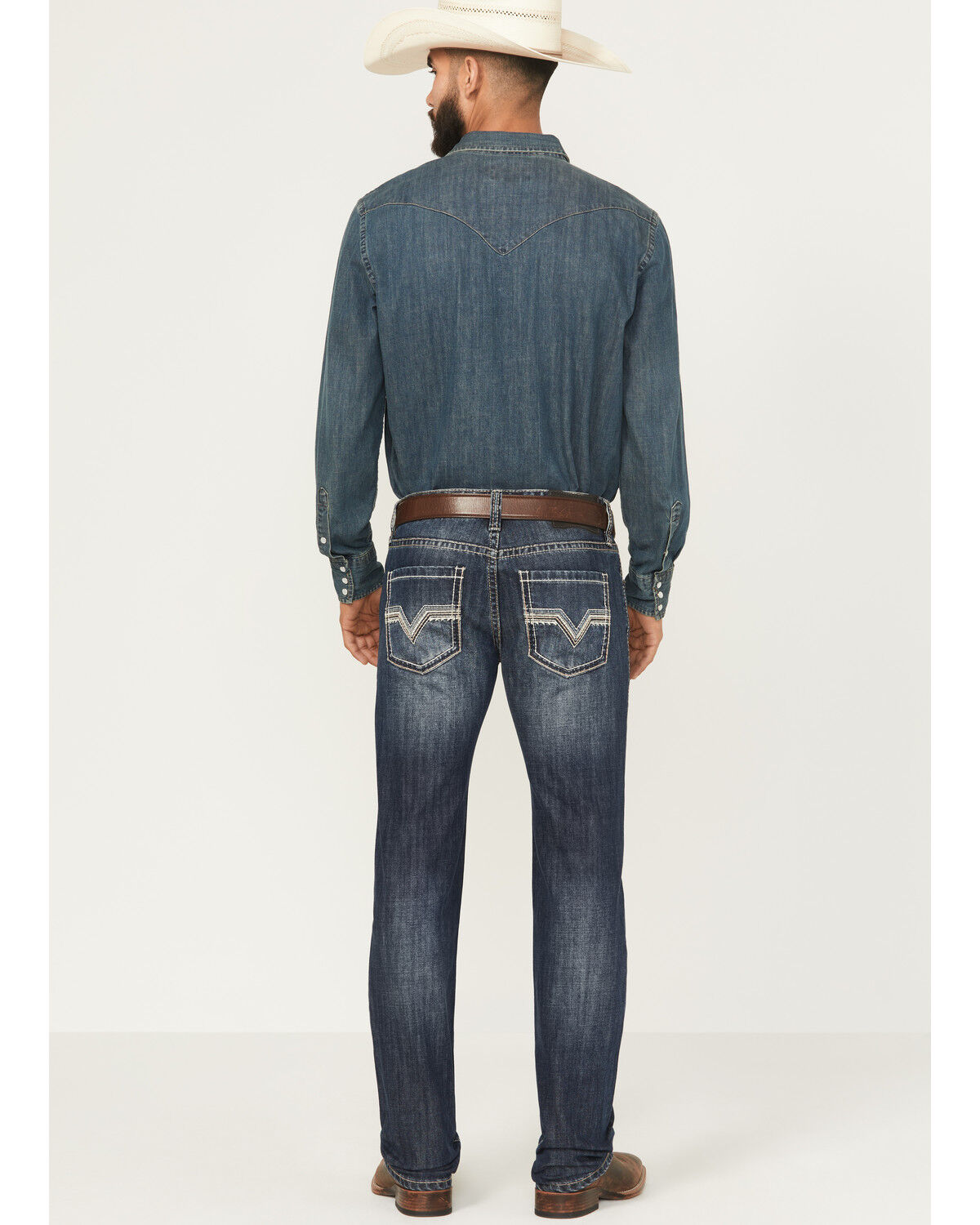 Image #3 - Rock & Roll Denim Men's Pistol Dark Wash Stackable Bootcut Rigid Denim Jeans, Dark Wash, hi-res