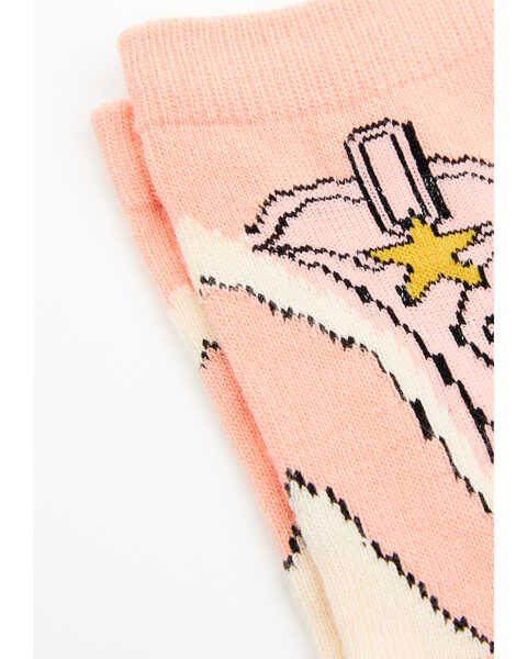 Image #2 - RANK 45 Girls' Saddle & Stars Crew Socks, Pink, hi-res