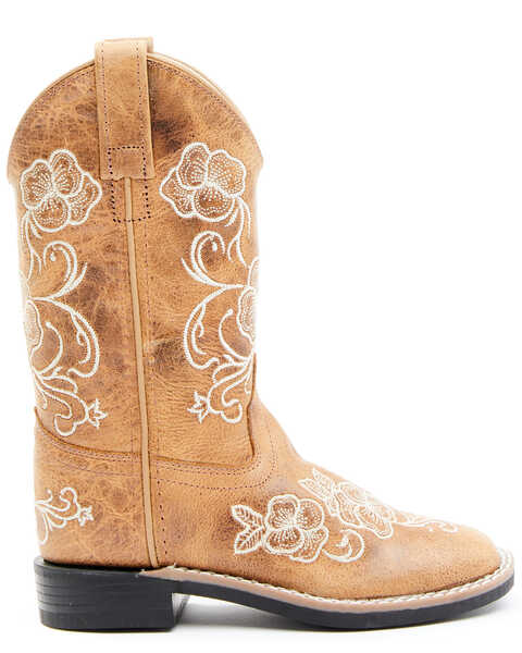 Image #2 - Shyanne Girls' Little Lasy Floral Embroidered Western Boots - Broad Square Toe, Tan, hi-res