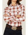 Image #3 - Rough Stock By Panhandle Women's Dobby Plaid Print Long Sleeve Western Pearl Snap Shirt, Red, hi-res