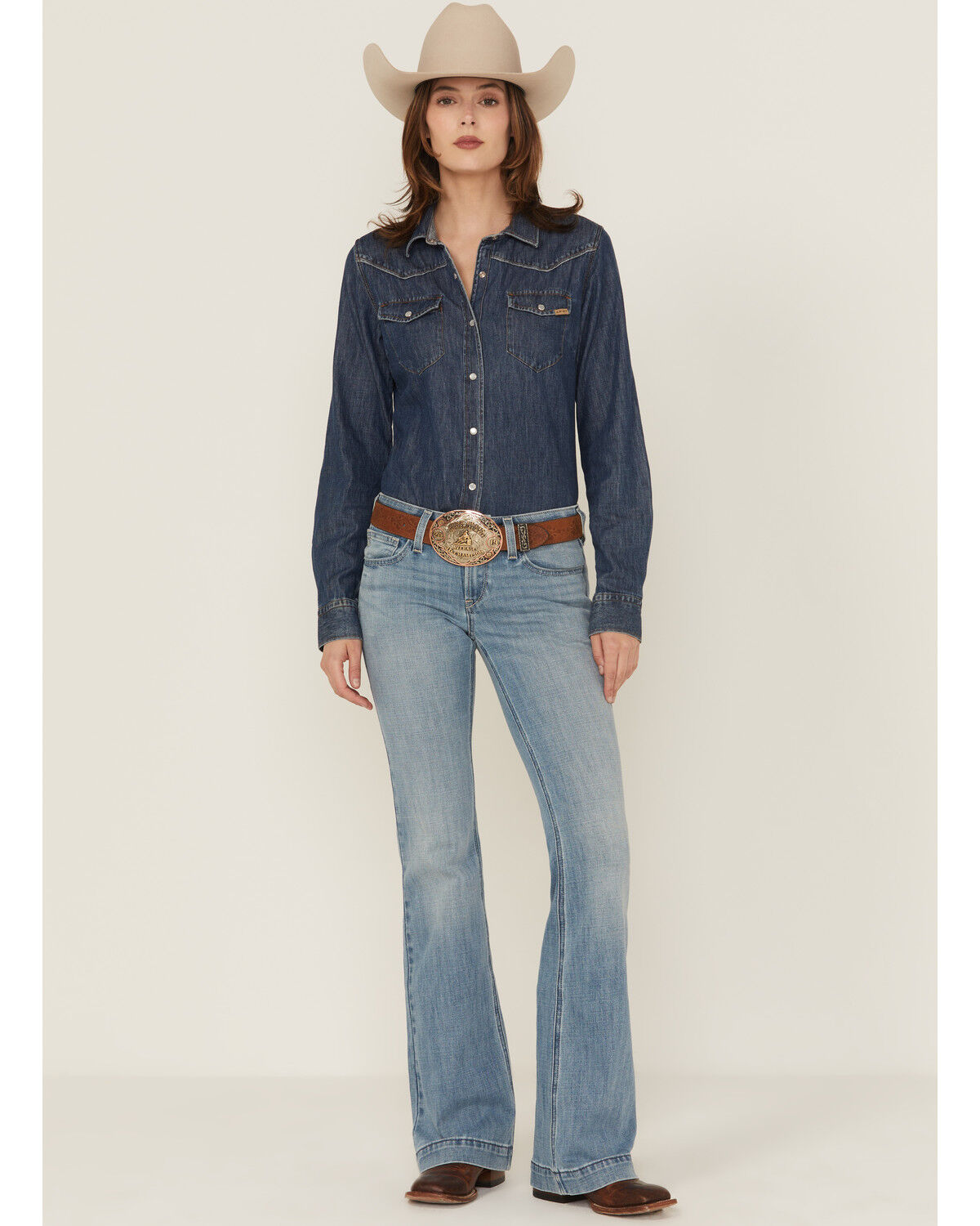 Image #3 - Ariat Women's Zoe Medium Wash Mid Rise Trouser Stretch Denim Jeans, Medium Wash, hi-res