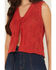 Image #3 - Shyanne Women's Tie-Front Crochet Sweater Vest, Red, hi-res