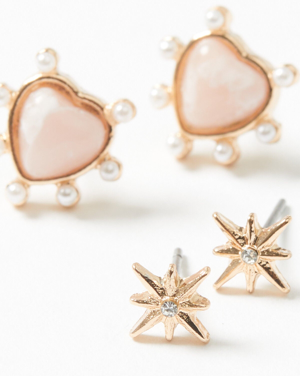 Image #4 - Shyanne Women's Puffy Heart Earring Set - 5 Piece, Gold, hi-res