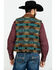 Image #2 - Scully Leatherwear Men's Southwestern Knit Back Suede Vest, Brown, hi-res