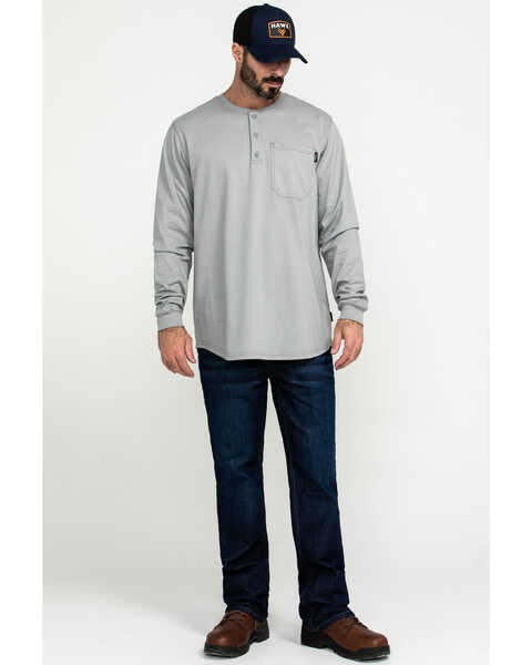 Image #6 - Hawx Men's Men's FR Pocket Henley Long Sleeve Work Shirt , Silver, hi-res