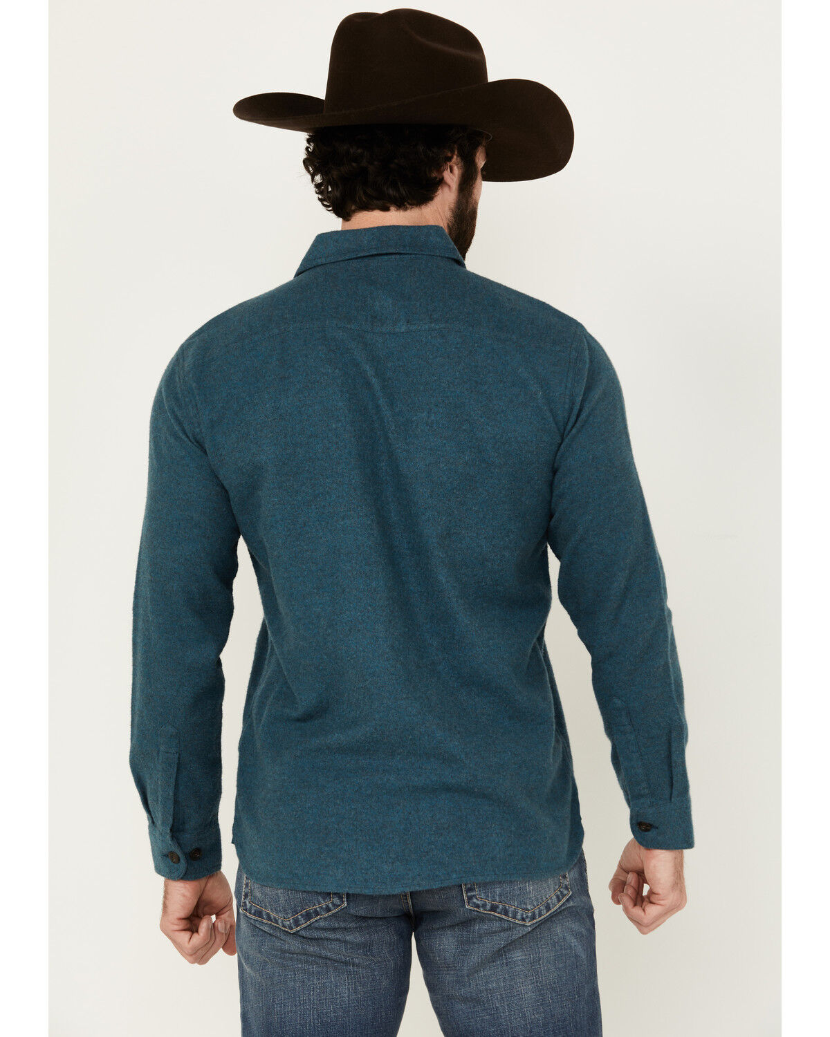 Image #4 - Pendleton Men's Burnside Solid Long Sleeve Button-Down Flannel Shirt, Blue, hi-res