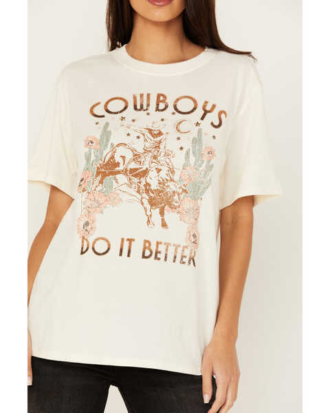 Image #3 - Idyllwind Women's Cowboys Do It Better Embellished Short Sleeve Graphic Tee, Ivory, hi-res