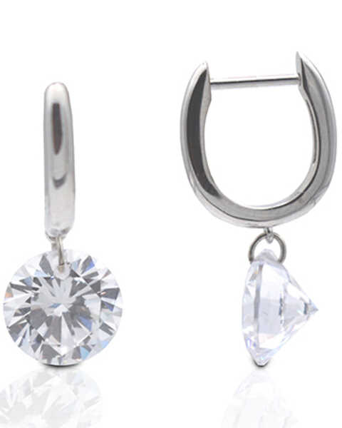 Kelly Herd Women's Sterling Silver Clear Stone Naked Earrings - 3 CT, Silver, hi-res