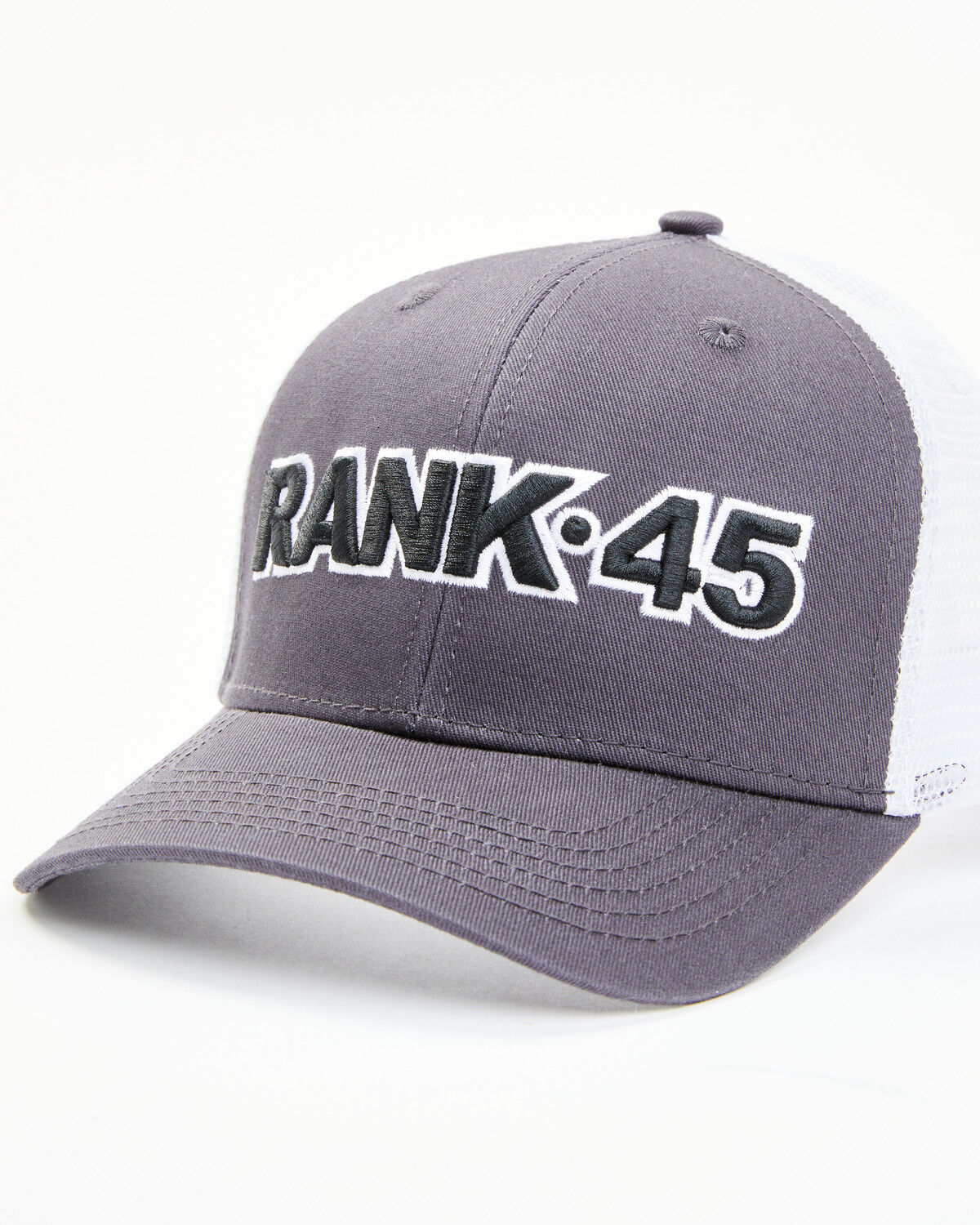 Image #1 - RANK 45® Men's Embroidered Logo Mesh-Back Ball Cap, Grey, hi-res