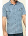 Hawx Men's Skyhawk Indigo Plaid Short Sleeve Work Shirt - Tall , Indigo, hi-res