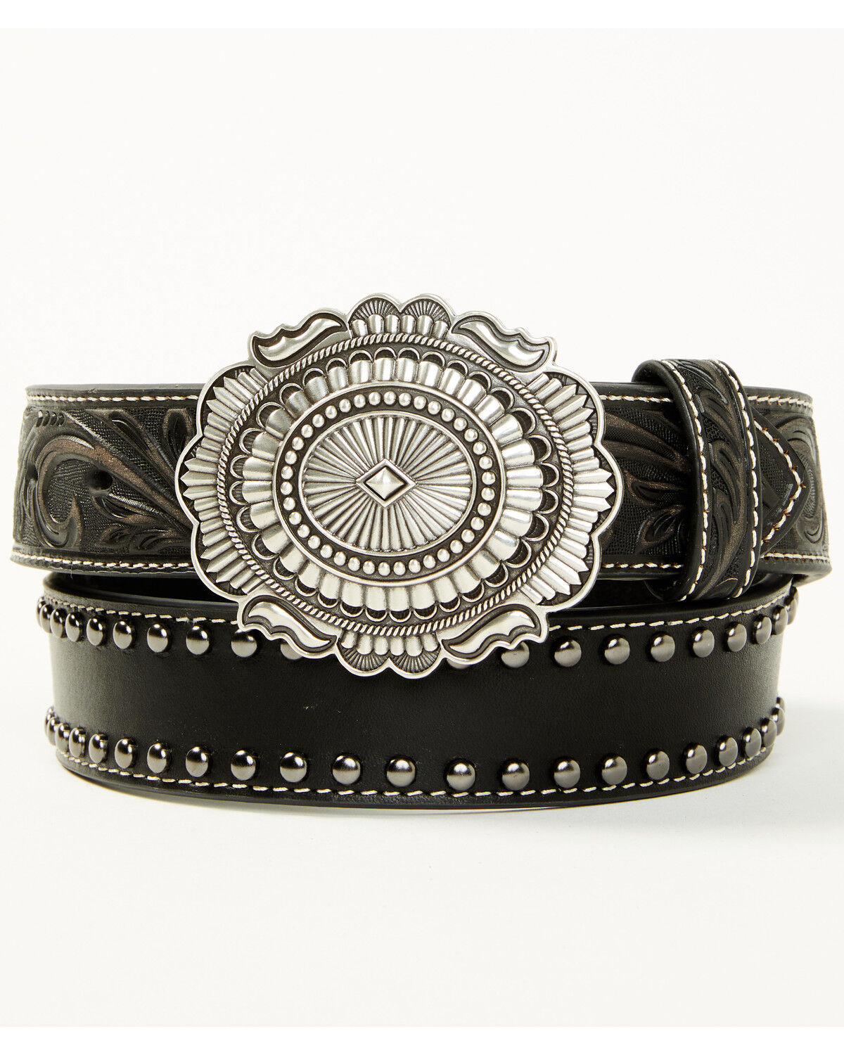 Image #1 - Shyanne Women's Studded Buckle Belt, Black, hi-res