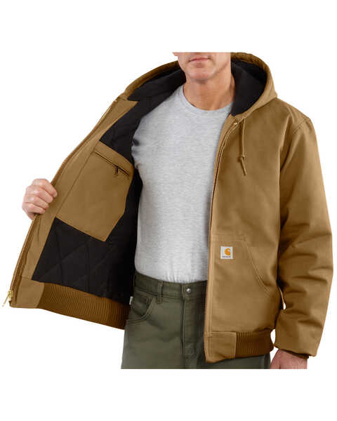 Image #2 - Carhartt Men's Quilted Flannel Lined Duck Active Work Jacket, Brown, hi-res