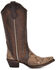Image #2 - Circle G Women's Exotic Python Studded Western Boots - Snip Toe, Brown, hi-res