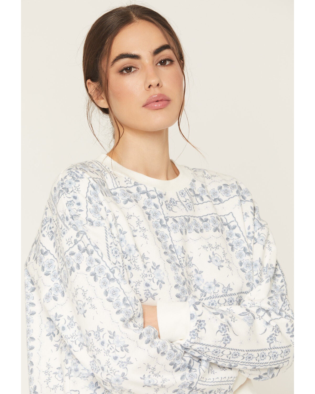 Image #2 - Originality Women's Bandana Cropped Fleece Sweatshirt, White, hi-res