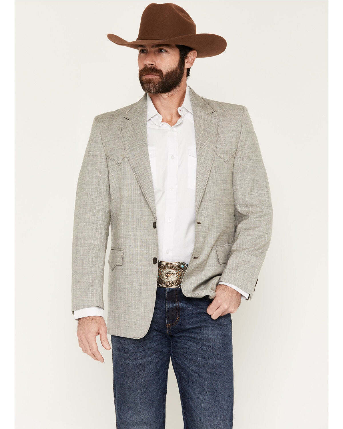 Circle S Men's Houston Button-Down Sportcoat - Big, Heather Grey, hi-res
