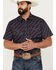 Image #1 - Rodeo Clothing Men's Medallion Print Short Sleeve Snap Western Shirt, Navy, hi-res