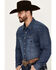 Ariat Men's Retro Stone Washed Denim Long Sleeve Western Shirt , Blue, hi-res