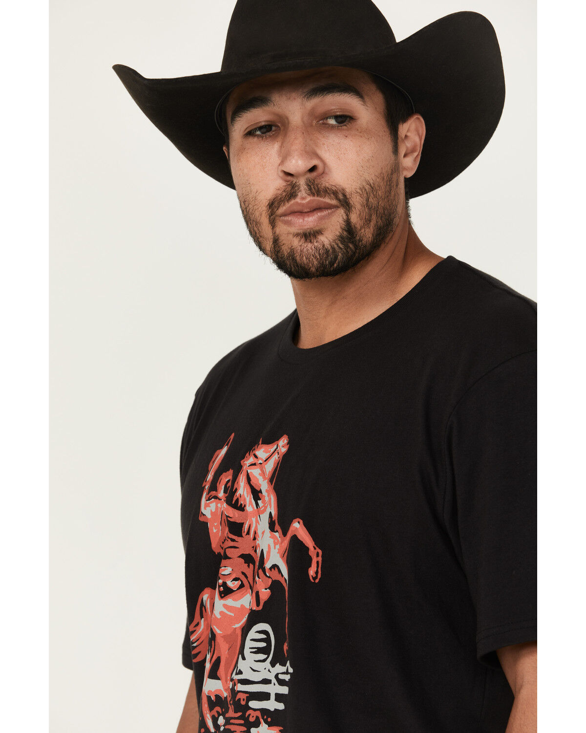Image #2 - Wrangler Men's Neon Cowboy Short Sleeve Graphic T-Shirt, Black, hi-res
