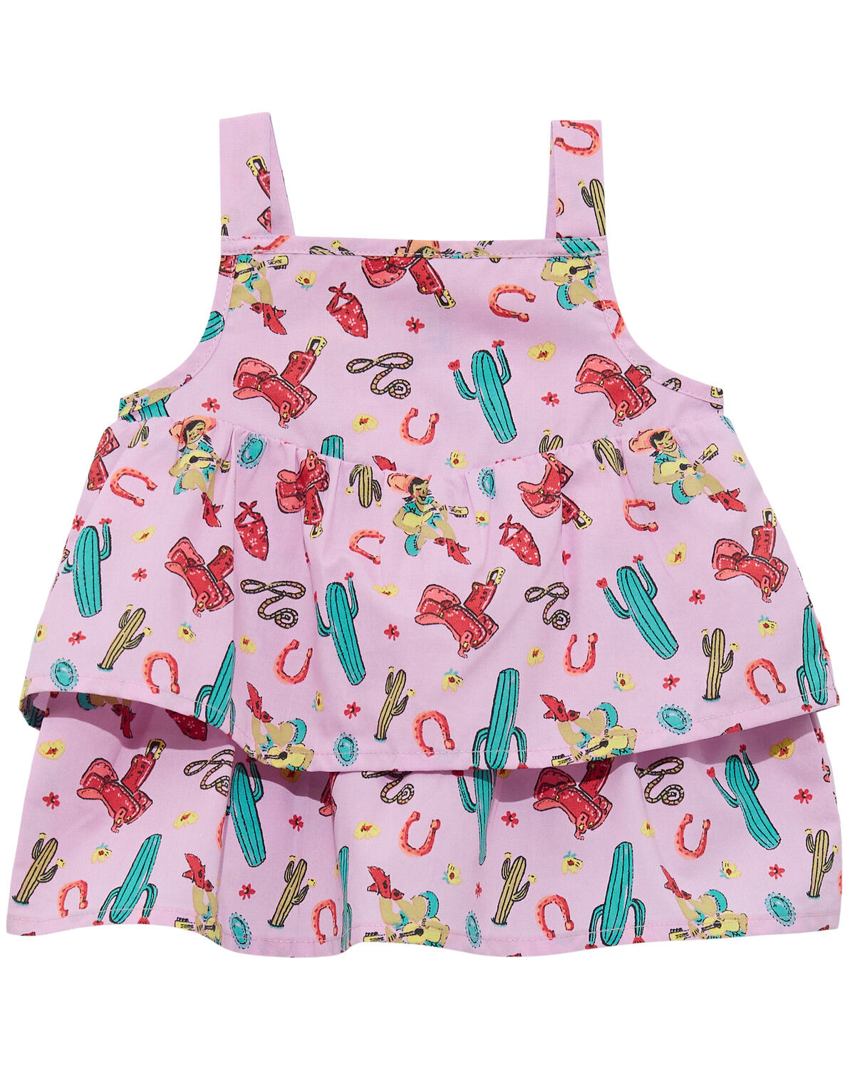 Image #1 - Wrangler Toddler Girls' Conversational Print Ruffle Tank, Pink, hi-res