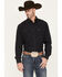 Image #1 - Wrangler Men's Solid Long Sleeve Snap Western Performance Shirt - Tall, Black, hi-res