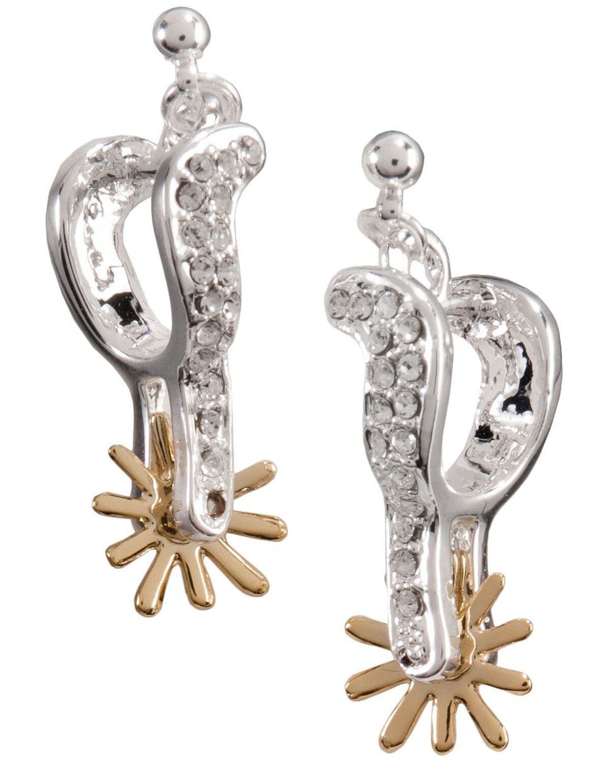 Image #1 - Montana Silversmiths Women's Sparkly Spur Earrings, Silver, hi-res