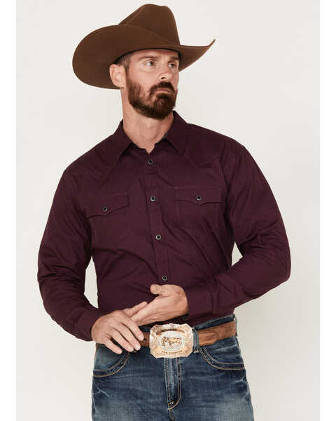 Image #1 - Moonshine Spirit Men's Comet Long Sleeve Snap Western Shirt, Purple, hi-res