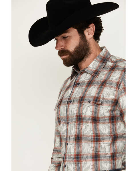Image #2 - Wrangler Retro Men's Plaid Leaf Print Long Sleeve Button-Down Western Shirt - Tall , Multi, hi-res