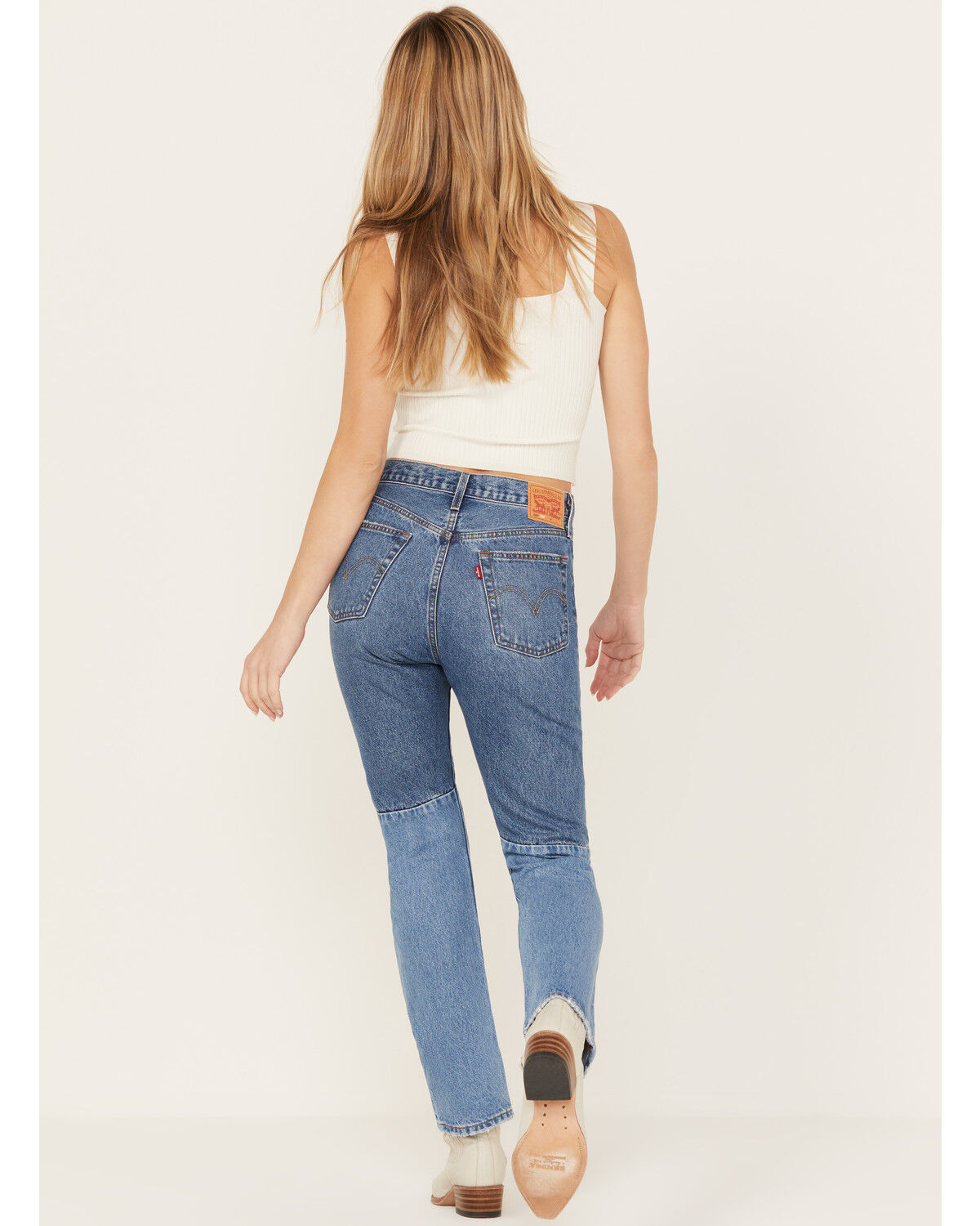Image #3 - Levi's Women's Medium Wash 501 Pieced Destructed Jeans, Medium Wash, hi-res