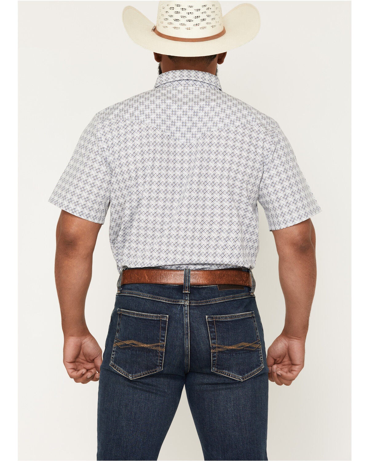 Image #4 - Gibson Trading Co Men's Vibe Check Geo Print Short Sleeve Snap Western Shirt - Big, White, hi-res