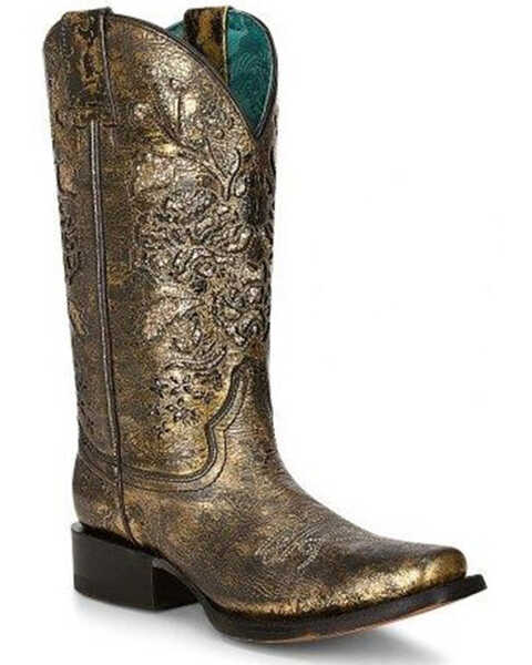 Corral Women's Metallic Western Boots - Snip Toe, Beige/khaki, hi-res